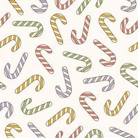 retro groovy nahtlose Muster mit Weihnachtsbonbons auf weißem Hintergrund. Pastellfarben. trendige vektorillustration im stil der 60er, 70er jahre vektor