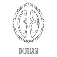 Durian ikon, översikt stil. vektor