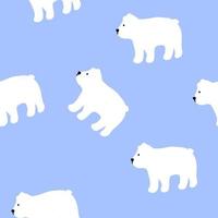 nahtloses muster mit weißem eisbären auf blauem hintergrund, animalischer druck für tapeten, coverdesign, verpackung, innendekoration, einfache flache babyillustration, skandinavische handgezeichnete clipart vektor