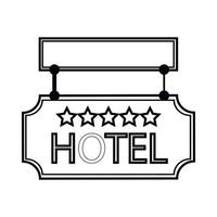 tecken hotell ikon, översikt stil vektor