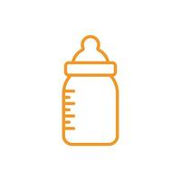 eps10 Orange Vektor-Milchflasche Linie Kunstsymbol isoliert auf weißem Hintergrund. Umrisssymbol für Babymilchflaschen in einem einfachen, flachen, trendigen, modernen Stil für Ihr Website-Design, Logo und mobile App vektor