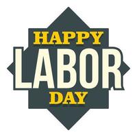 Happy Labor Day Text-Logo-Symbol, flacher Stil vektor