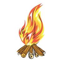 Kochen Lagerfeuer-Symbol, Cartoon-Stil vektor