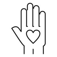 sluta rasism kärlek hand ikon, översikt stil vektor