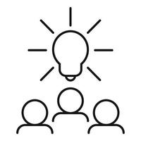 Bulb-Team-Ideen-Symbol, Outline-Stil vektor