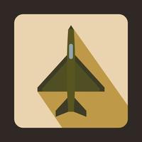 Kampfflugzeug-Symbol, flacher Stil vektor