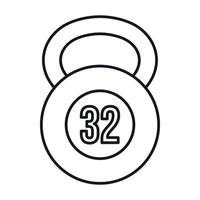 Kettlebell 32 kg Symbol, Umrissstil vektor