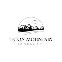 Teton Mountain Logo-Design in schwarzer Farbe vektor