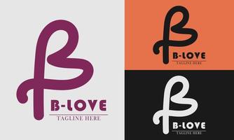 der buchstabe b ist einfach und elegant mit dem konzept der liebe mit zwei farben zur auswahl von logosymbolen vektor