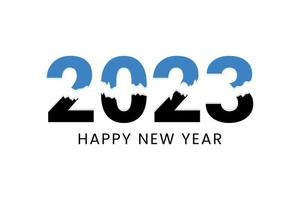 2023 Lycklig ny år text typografi riva papper design på vit bakgrund vektor