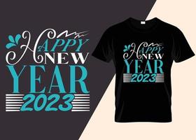 frohes neues jahr 2023 typografie t-shirt design vektor