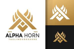 Initialen schreiben ein Alpha-Horn-Logo-Design, Markenidentitäts-Logos-Vektor, modernes Logo, Logo-Designs-Vektor-Illustrationsvorlage vektor