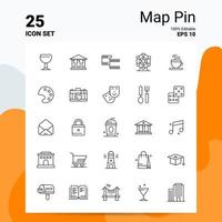 25 Karten-Pin-Icon-Set 100 bearbeitbare Eps 10-Dateien Business-Logo-Konzept-Ideen-Line-Icon-Design vektor