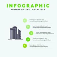 wolkenkratzer architektur gebäude geschäft büro immobilien solide symbol infografiken 5 schritte präsentation hintergrund vektor