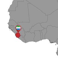 Stecknadelkarte mit Sierra Leone-Flagge auf der Weltkarte. Vektor-Illustration. vektor