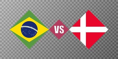 Brasilien mot Danmark flagga begrepp. vektor illustration.