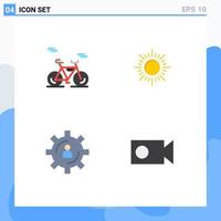 modern uppsättning av 4 platt ikoner pictograph av cykel produktion Sol utveckling kam redigerbar vektor design element