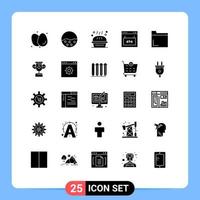 25 fast glyf begrepp för webbplatser mobil och appar gränssnitt browser hud pumpa paj Semester redigerbar vektor design element