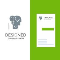 kreative gehirn idee glühbirne verstand persönliche leistung erfolg grau logo design und visitenkartenvorlage vektor