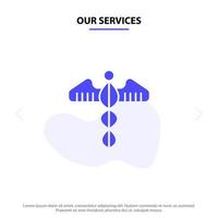 unsere dienstleistungen medizinisches symbol herz gesundheitswesen solide glyph icon web card template vektor