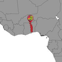 Pin-Karte mit Togo-Flagge auf der Weltkarte. Vektor-Illustration. vektor
