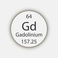 gadolinium symbol. kemiskt element i det periodiska systemet. vektor illustration.