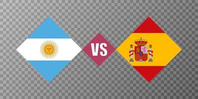 argentina mot Spanien flagga begrepp. vektor illustration.