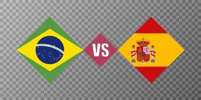 Brasilien mot Spanien flagga begrepp. vektor illustration.