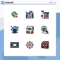 uppsättning av 9 modern ui ikoner symboler tecken för krav medicinsk Twitter server moln redigerbar vektor design element