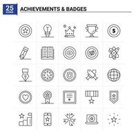 25 Errungenschaften Abzeichen Icon Set Vektor Hintergrund