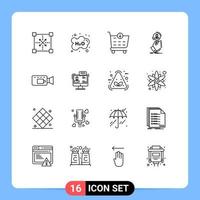 16 kreativ ikoner modern tecken och symboler av människor hitta skola Sök affär redigerbar vektor design element
