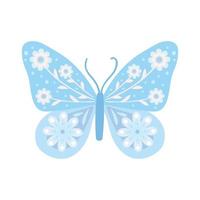 blauer Schmetterling ClipArt mit Blumenschmuck vektor