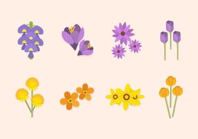 Flache Frühlings-Blumen-Vektoren