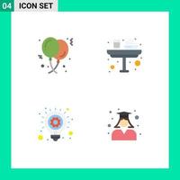 packa av 4 modern platt ikoner tecken och symboler för webb skriva ut media sådan som ballonger lunch firande middag aning redigerbar vektor design element