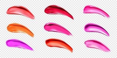 Lippenstiftabstriche, Farbproben von flüssigem Lipgloss vektor