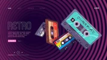 Retro-Mixtapes-Cartoon-Poster mit Audio-Mix-Bändern vektor