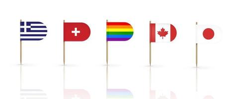 tandpetare flaggor av länder, nationell banderoller uppsättning vektor