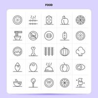 Umriss 25 Essen Icon Set Vektor Linienstil Design schwarze Icons Set lineare Piktogramm Pack Web und mobile Geschäftsideen Design Vektor Illustration