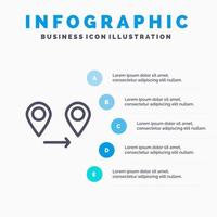 gps plats Karta linje ikon med 5 steg presentation infographics bakgrund vektor