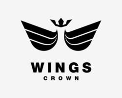 Flügel Flügel Silhouette fliegen Flug Freiheit mit Krone König Königreich Monarch majestätischen Vektor-Logo-Design vektor