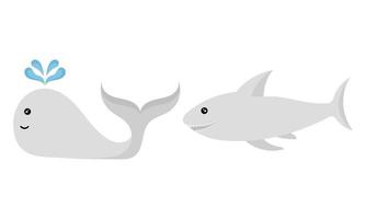 Illustration eines Wals und eines Hais vektor