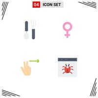 piktogram uppsättning av 4 enkel platt ikoner av bestick rätt restaurang kön browser redigerbar vektor design element