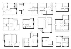 Wohnungsplan, Hauszimmer Grundriss oder Schema vektor