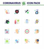 16 platt Färg coronavirus sjukdom och förebyggande vektor ikon ge sig på flaska dropper spray rengöring viral coronavirus 2019 nov sjukdom vektor design element