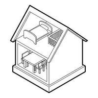 leksak hus ikon, översikt stil vektor