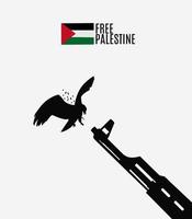 Illustrationsvektor von Vogel und Waffe, rettet Palästina, rettet Gaza usw. perfekt für den Druck, vektor