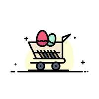 Warenkorb Trolley Ostern Shopping Business flache Linie gefüllt Symbol Vektor Banner Vorlage