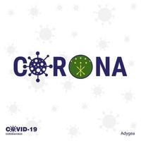adygea coronavirus typografi covid19 Land baner stanna kvar Hem stanna kvar friska ta vård av din egen hälsa vektor