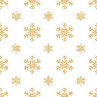 weihnachten nahtloses muster. goldfarbene Schneeflocken-Symbole auf weißem Hintergrund. weihnachtliche Textur vektor