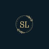 anfängliches sl-schönheitsmonogramm und elegantes logo-design, handschriftlogo der ersten unterschrift, hochzeit, mode, blumen und botanik mit kreativer vorlage. vektor